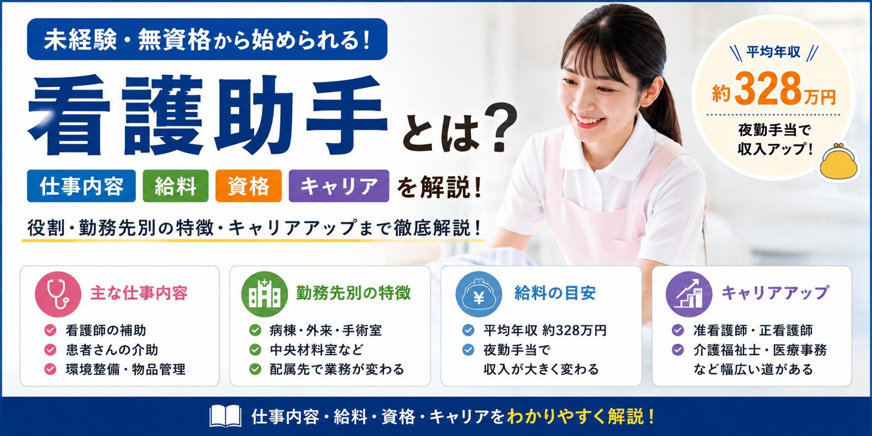 看護助手とは？仕事内容・給料・資格・キャリアを解説